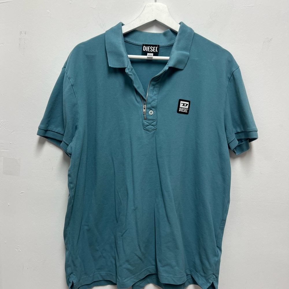 Diesel Men's Teal Polo Shirt with Logo